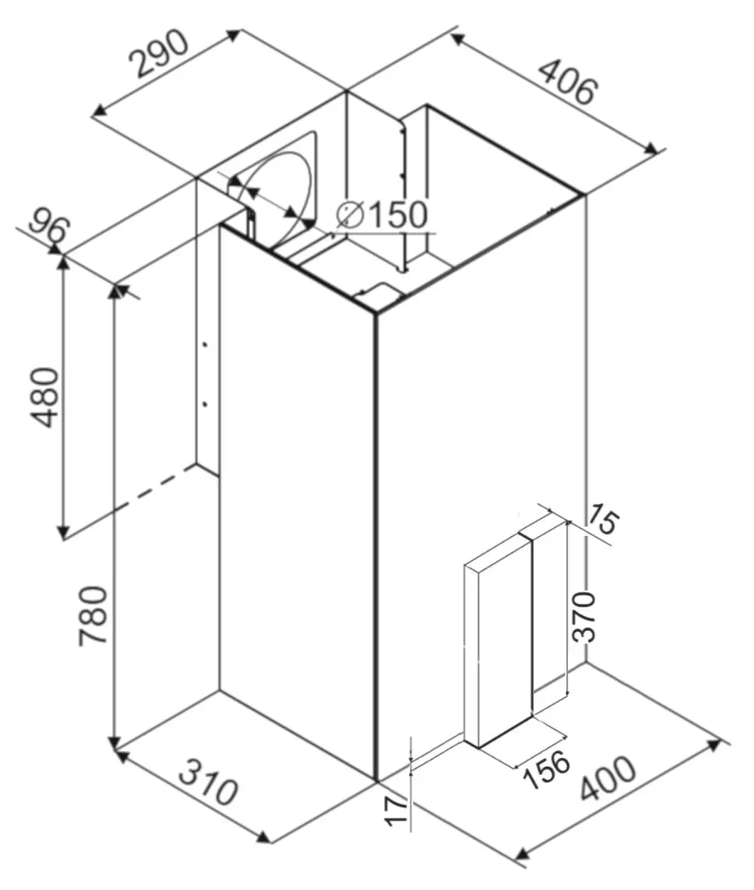 Okap VDB Cube P Glass Czarny