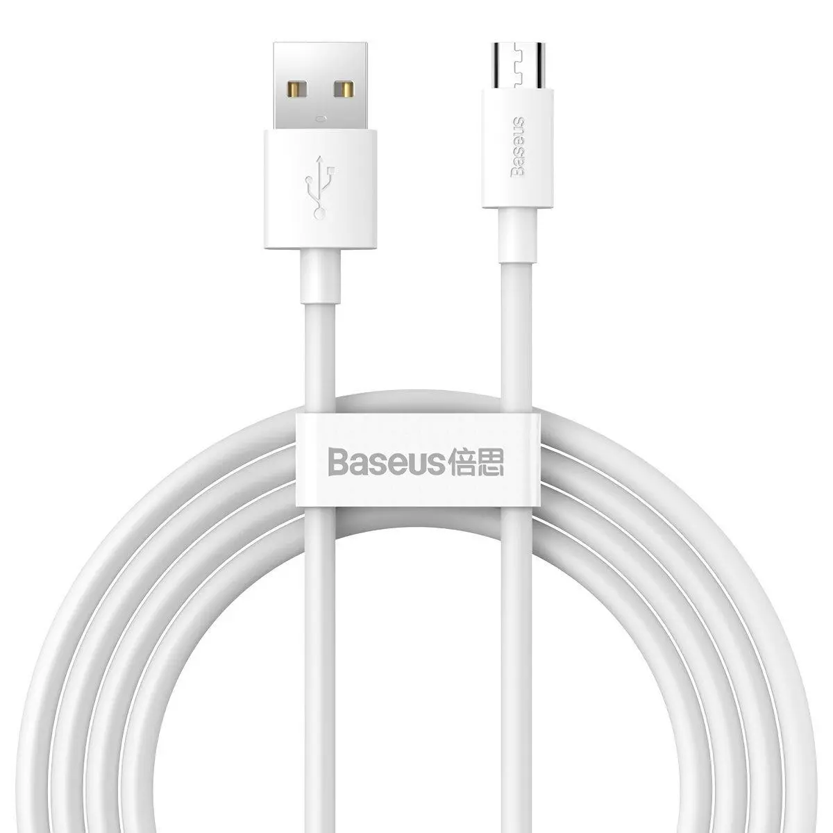Kabel Baseus microUSB do USB Simple Wisdom, 2,1A 1,5m Biały 2szt