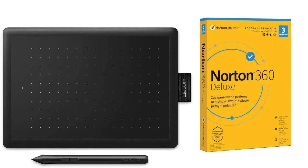 Tablet graficzny Wacom One By Wacom S + Norton 360 Czarny