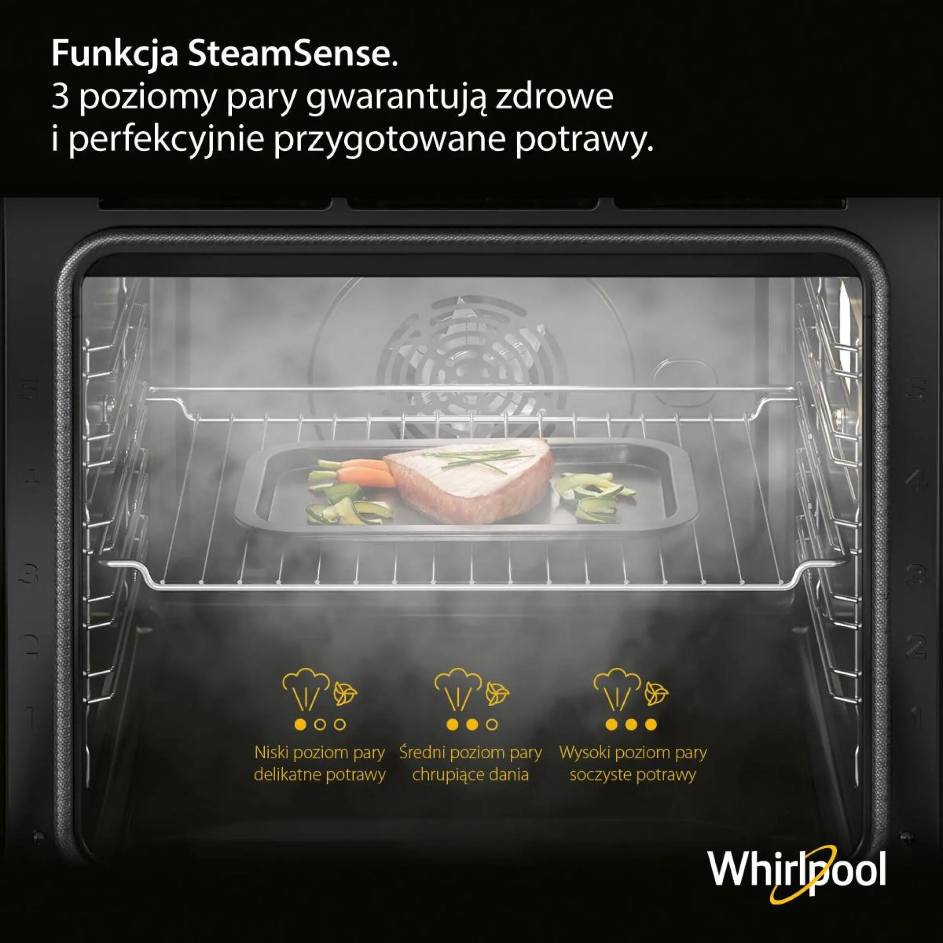 Piekarnik elektryczny parowy Whirlpool W6 OS4 4S1 P W Collection Termoobieg Inox