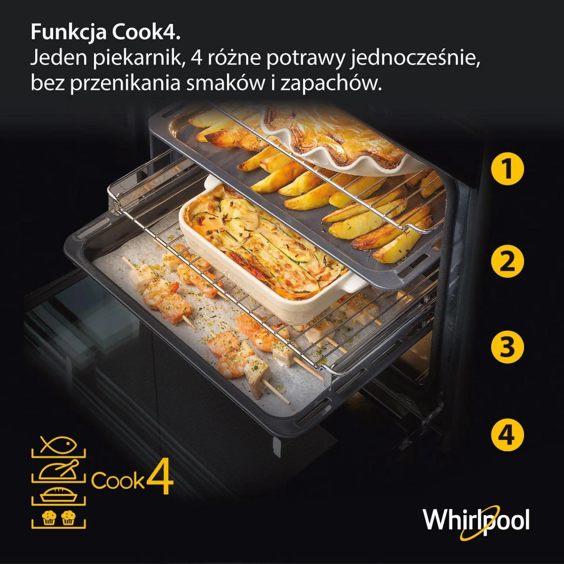 Piekarnik elektryczny parowy Whirlpool W6 OS4 4S1 P W Collection Termoobieg Inox