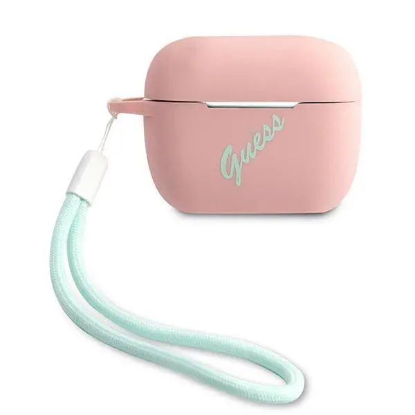 Etui na słuchawki Guess GUACAPLSVSPG Vintage AirPods Pro Różowy/Zielony