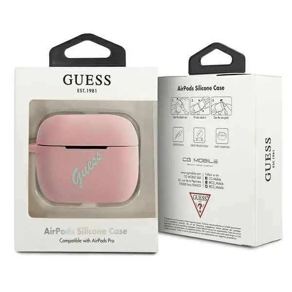 Etui na słuchawki Guess GUACAPLSVSPG Vintage AirPods Pro Różowy/Zielony
