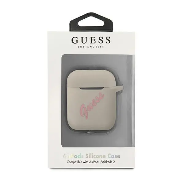 Etui na słuchawki Guess GUACA2LSVSGP Vintage AirPods Szary/Różowy