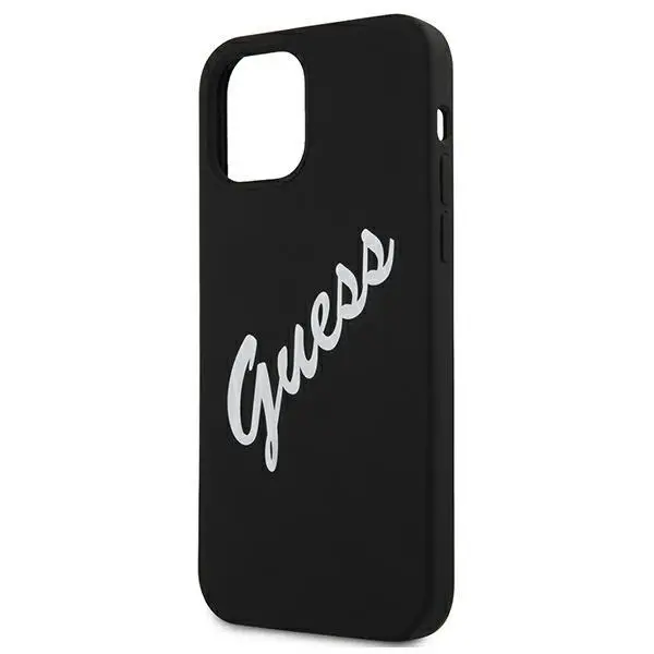Etui Guess Silicone Vintage Script GUHCP12SLSVSBW do iPhone 12 mini Czarno-biały
