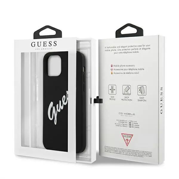 Etui Guess Silicone Vintage Script GUHCP12SLSVSBW do iPhone 12 mini Czarno-biały