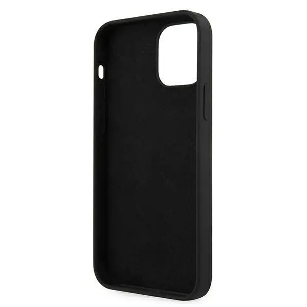 Etui Guess Silicone Vintage Script GUHCP12SLSVSBW do iPhone 12 mini Czarno-biały