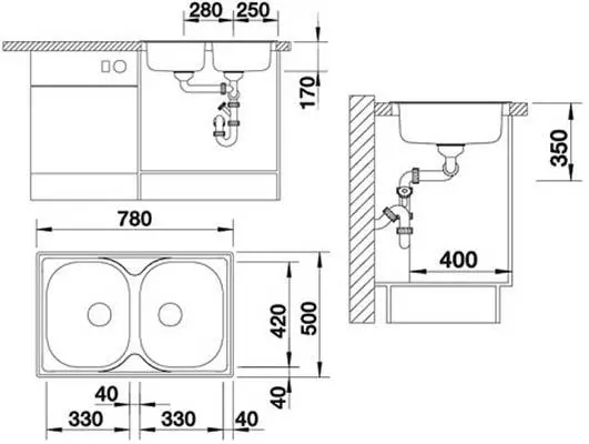 Zlewozmywak Blanco Tipo 8 Compact 513459 Stalowy Srebrny