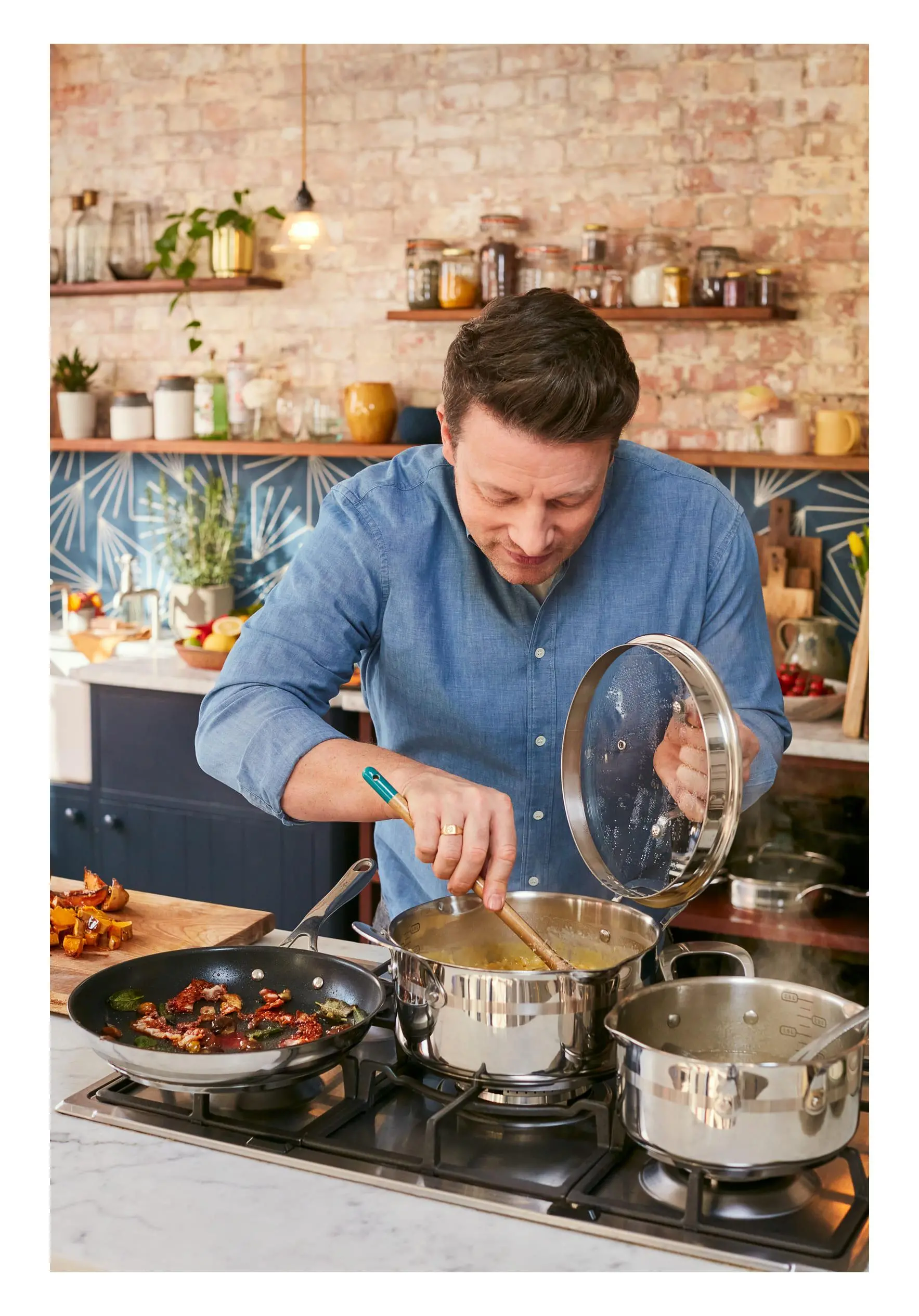 Zestaw garnków Tefal Jamie Oliver Cook' Smart Indukcja Stal nierdzewna 8 elementów