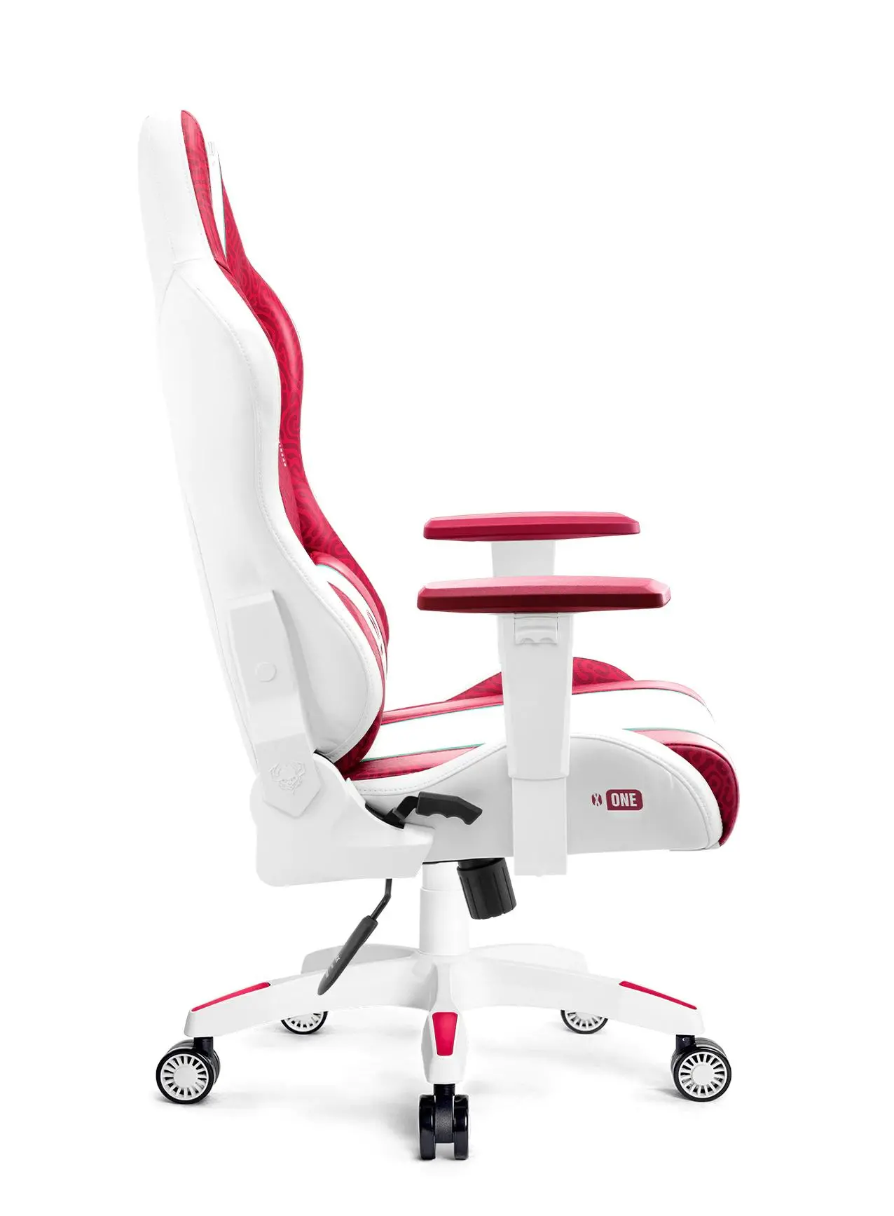 Fotel Diablo Chairs X-One 2.0 Normal Size Gamingowy do 136kg Skóra ECO Tkanina Biało-czerwony