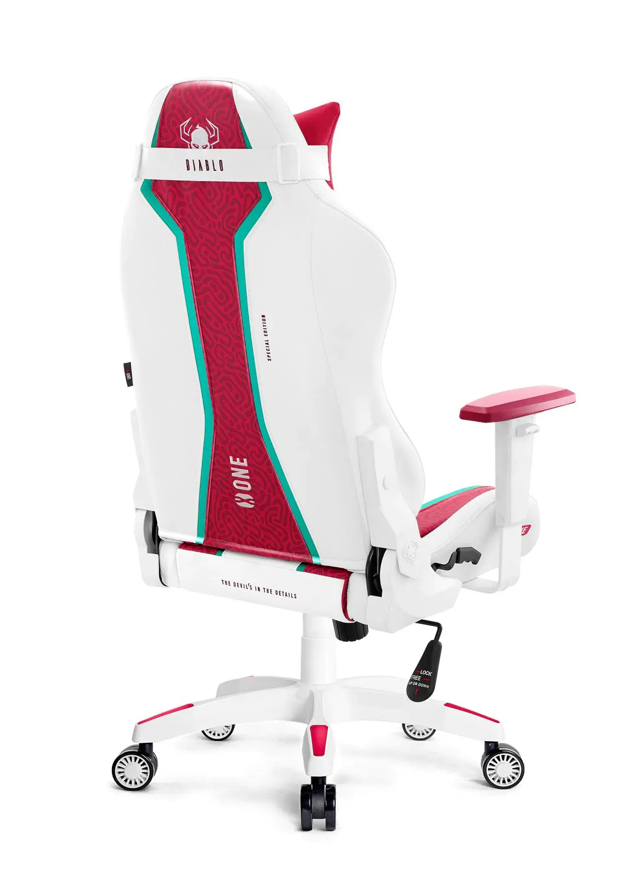 Fotel Diablo Chairs X-One 2.0 Normal Size Gamingowy do 136kg Skóra ECO Tkanina Biało-czerwony