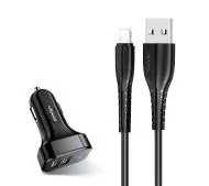 USAMS C13 2x USB kabel Lightning Czarny