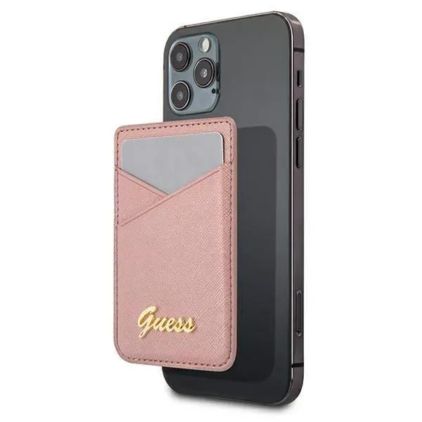 Guess Wallet Card Slot GUWMSSASLPI MagSafe Saffiano do iPhone 12 Różowy