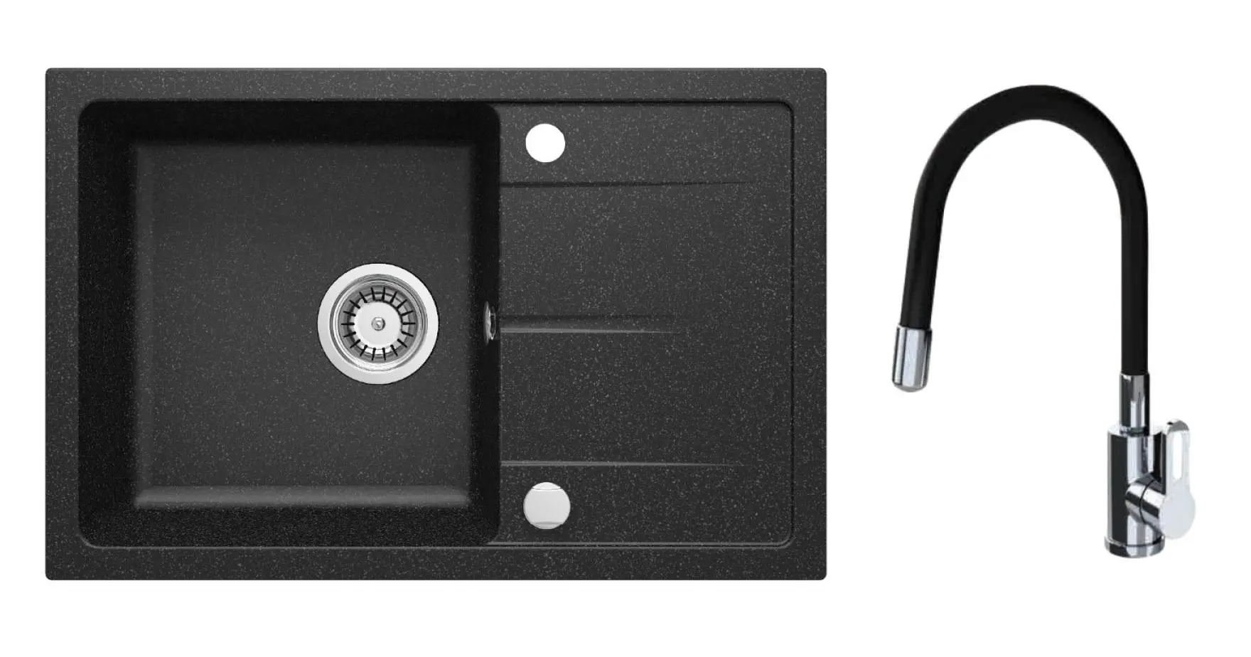 Zlewozmywak Deante Leda ZRDP2113 Grafitowy + elastyczna bateria Czarny