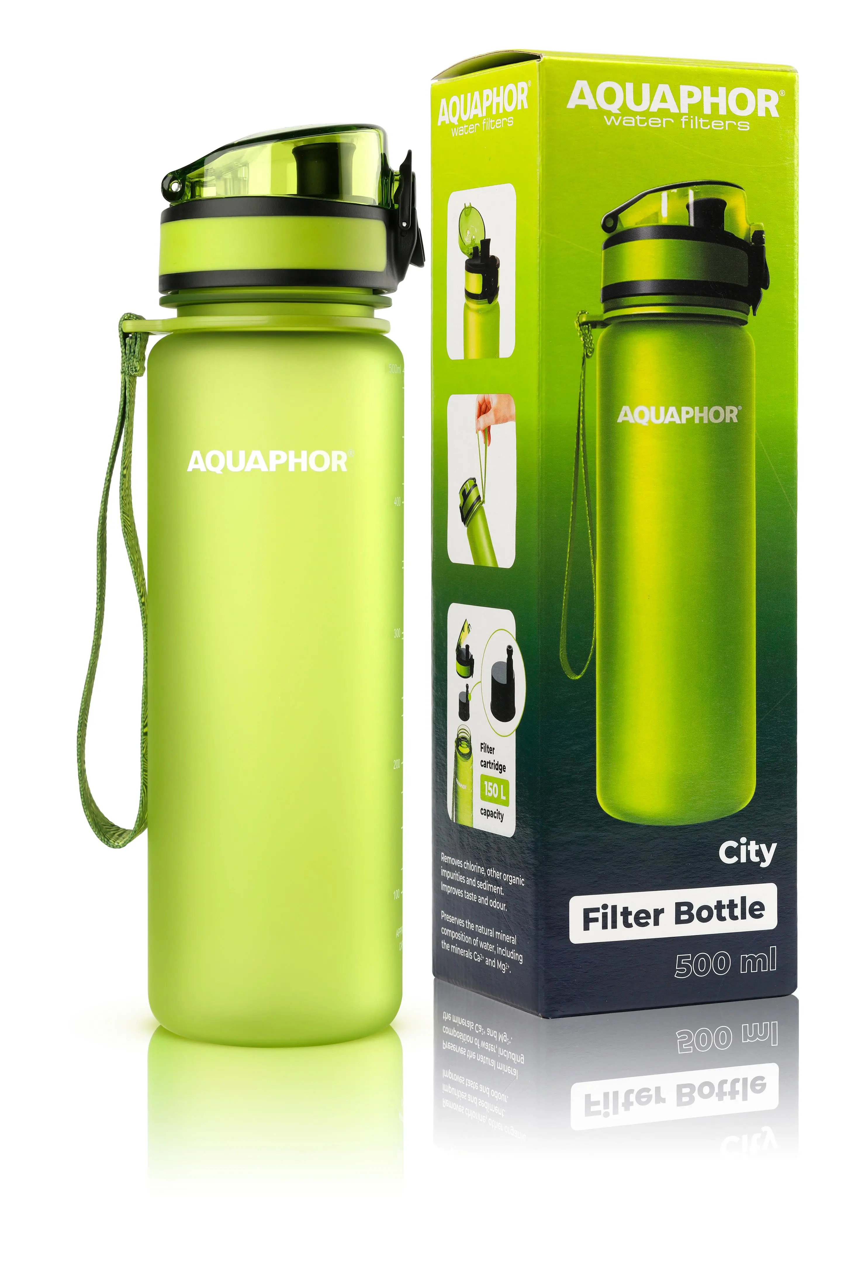 Butelka filtrująca Aquaphor City 0,5l 1 wkład Zielony