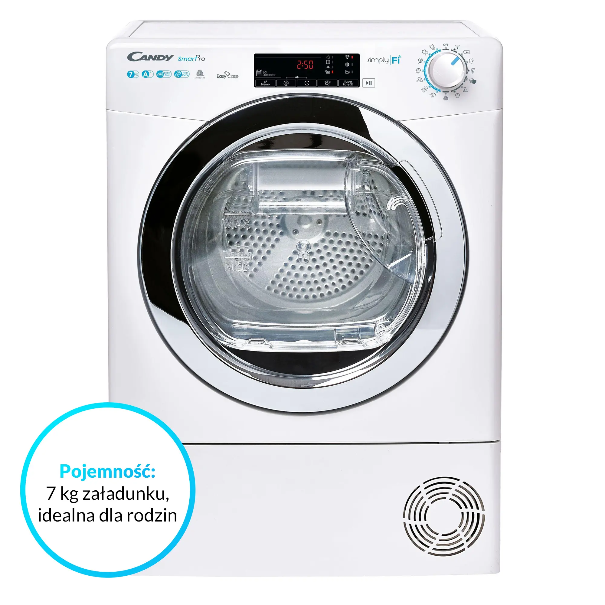 Suszarka Candy Smart Pro CSO4 H7A1TCEX-S Slim 46,5cm 7kg Zdalne sterowanie