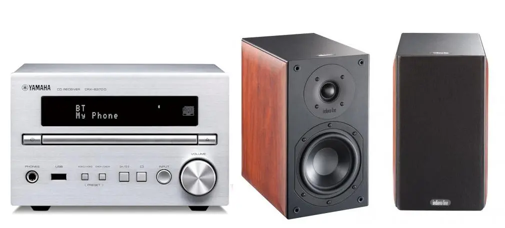 Zestaw stereo Yamaha CRX-B370D Srebrny, Indiana Line Nota 250 X Orzech