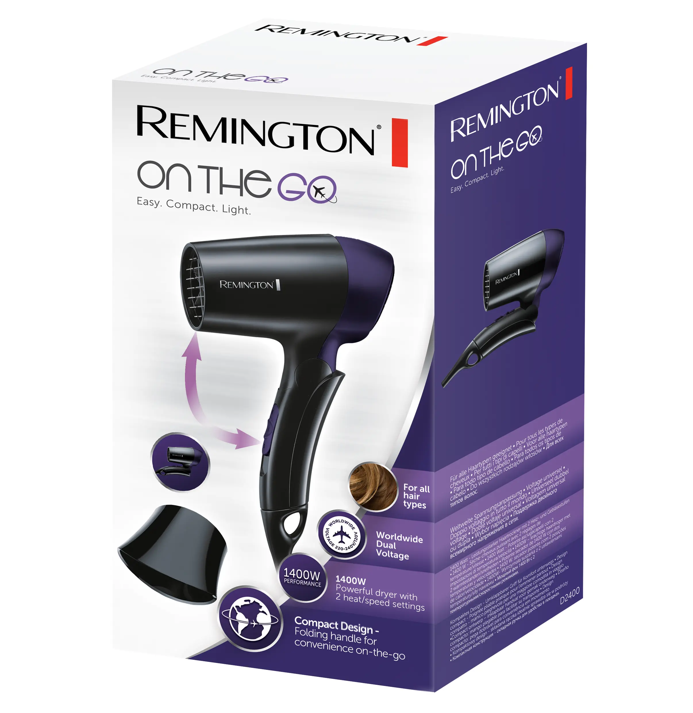 Suszarka do włosów Remington D2400 1400W 2 prędkości 1 temperatura