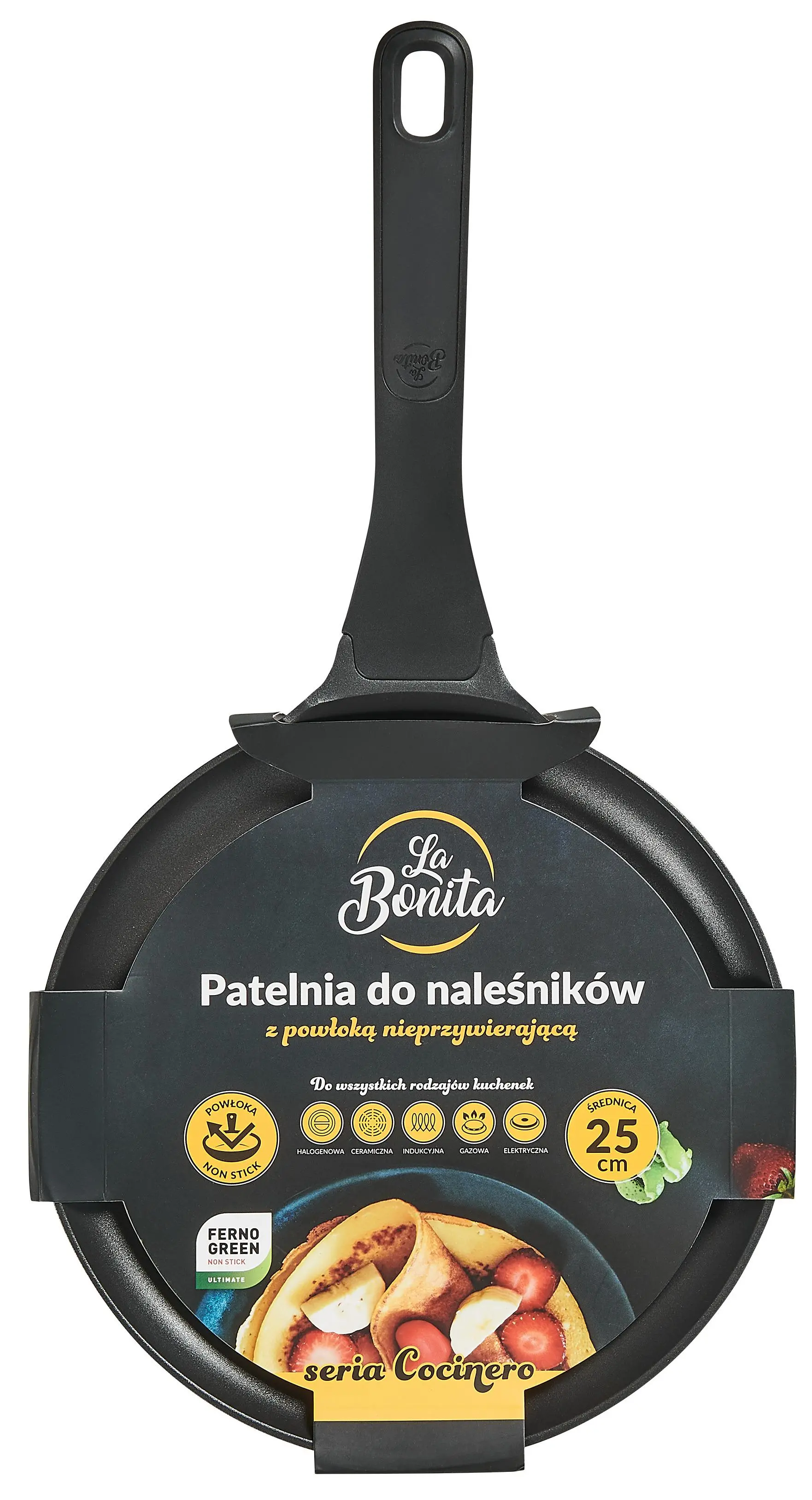 Patelnia La Bonita Cocinero LB26PN006 25cm Naleśnikowa Powłoka nieprzywierająca Aluminiowa