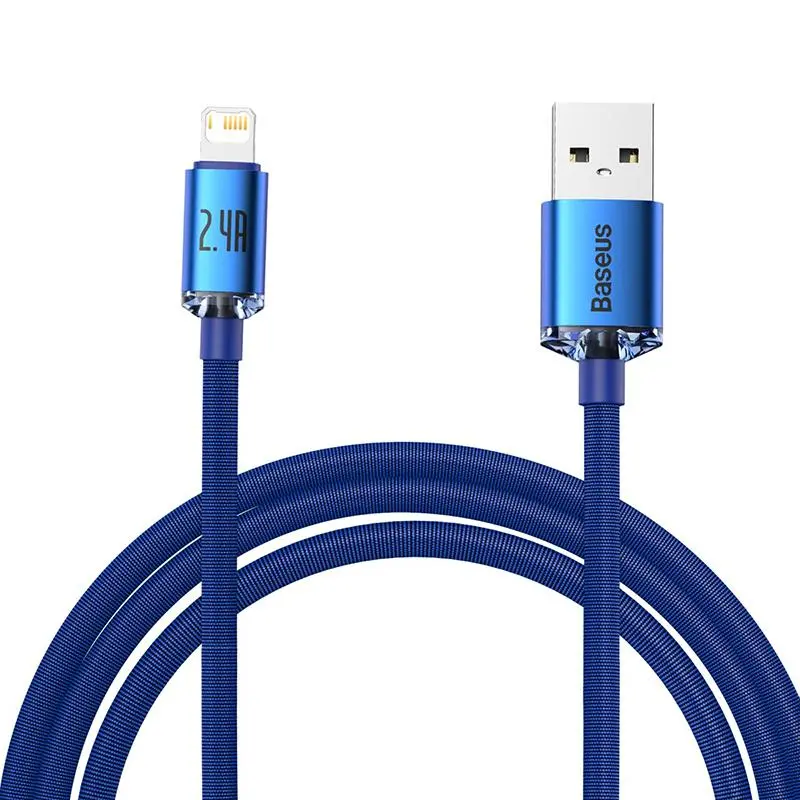 Kabel Baseus USB do Lightning Crystal 2,4A 2m Niebieski