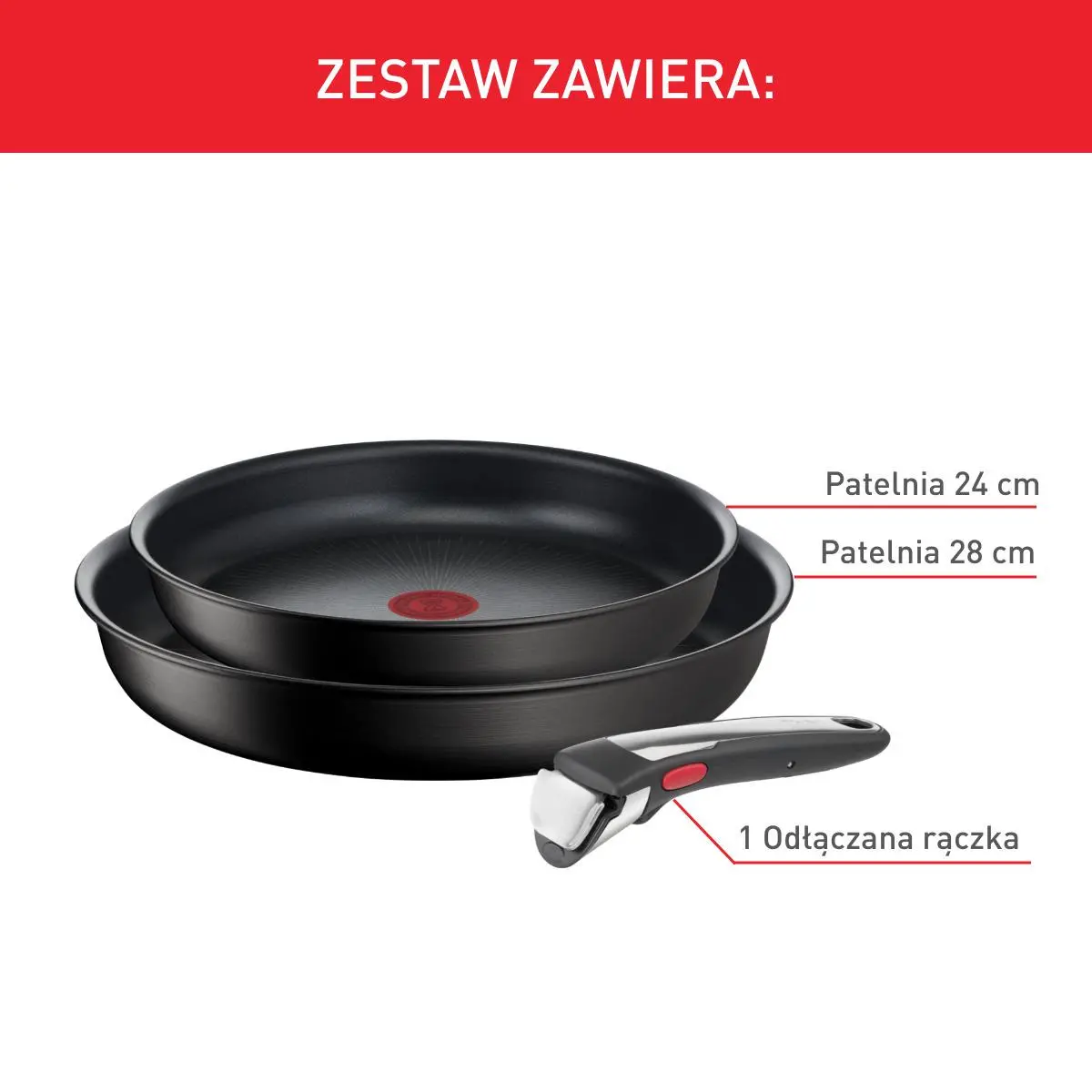 Zestaw patelni Tefal Ingenio Unlimited L7638942 Indukcja Tytanowa 24cm, 28cm