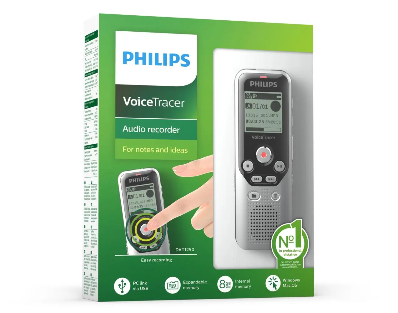 Dyktafon Philips DVT1250 Srebrny