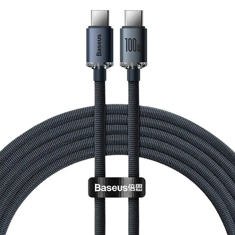 Kabel Baseus USB-C do USB-C Crystal Shine 100W 1,2m Czarny