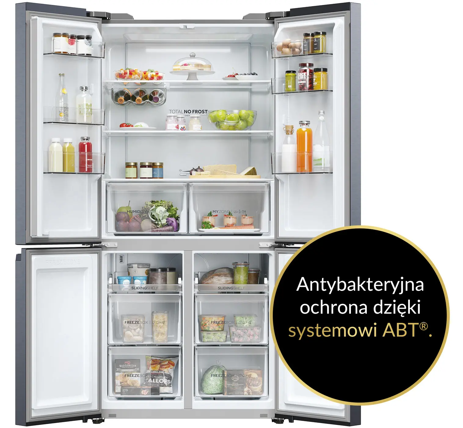 Lodówka Haier Seria 5 HCR5919ENMB Pełny No Frost 190cm Szuflada z kontrolą wilgotności Grafitowy