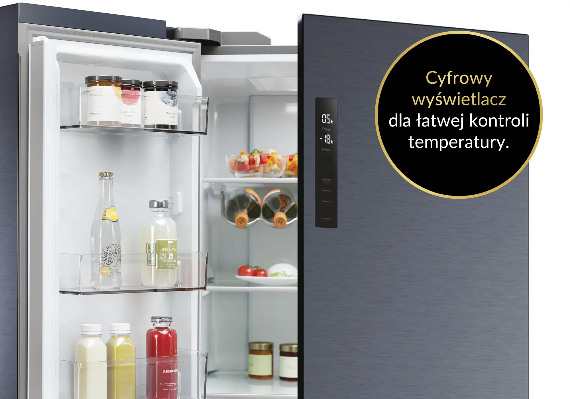 Lodówka Haier Seria 5 HCR5919ENMB Pełny No Frost 190cm Szuflada z kontrolą wilgotności Grafitowy
