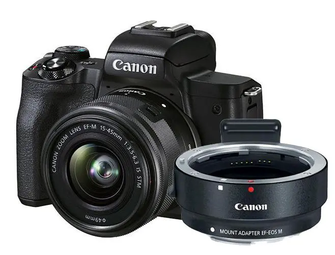 Aparat Canon EOS M50 II + M15-45mm S + adapter EF-EOS M