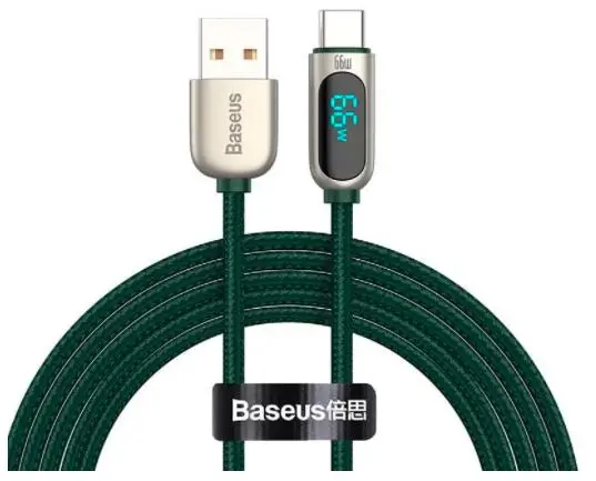 Kabel Baseus USB do USB-C Display 66W 2m Zielony