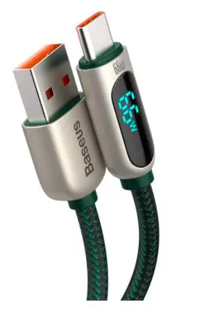 Kabel Baseus USB do USB-C Display 66W 2m Zielony