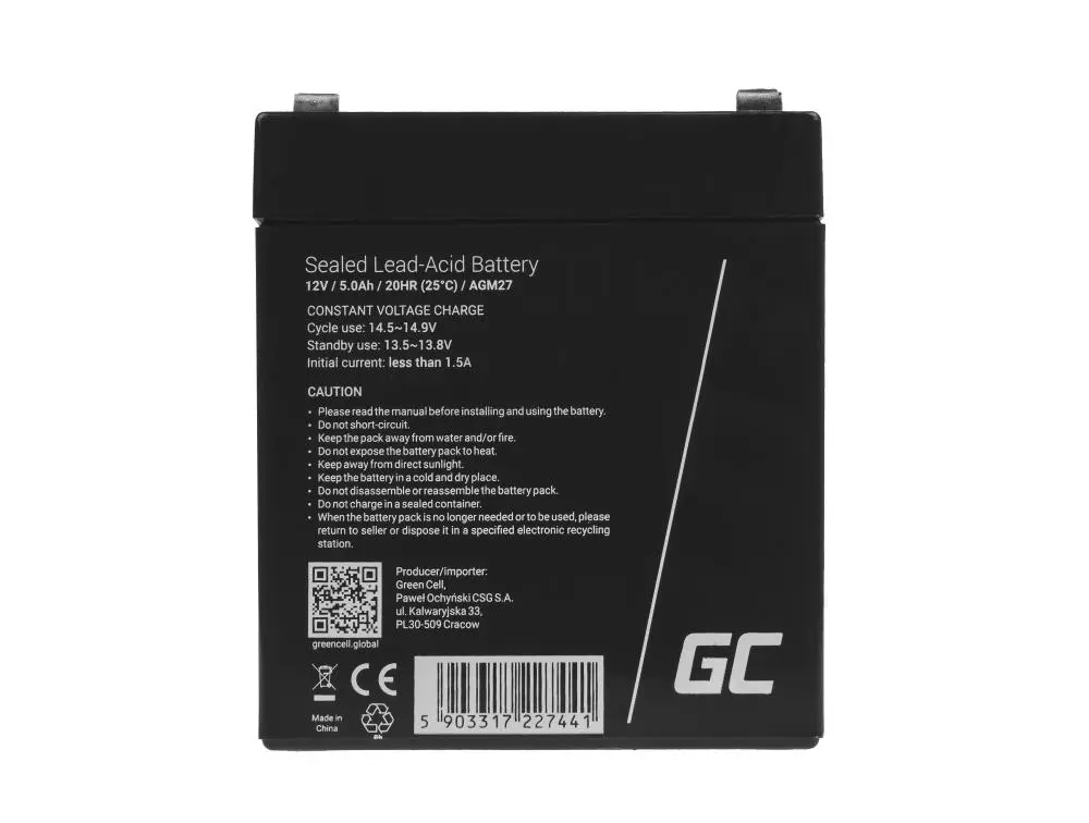 Akumulator Green Cell AGM27 AGM VRLA 12V 5Ah