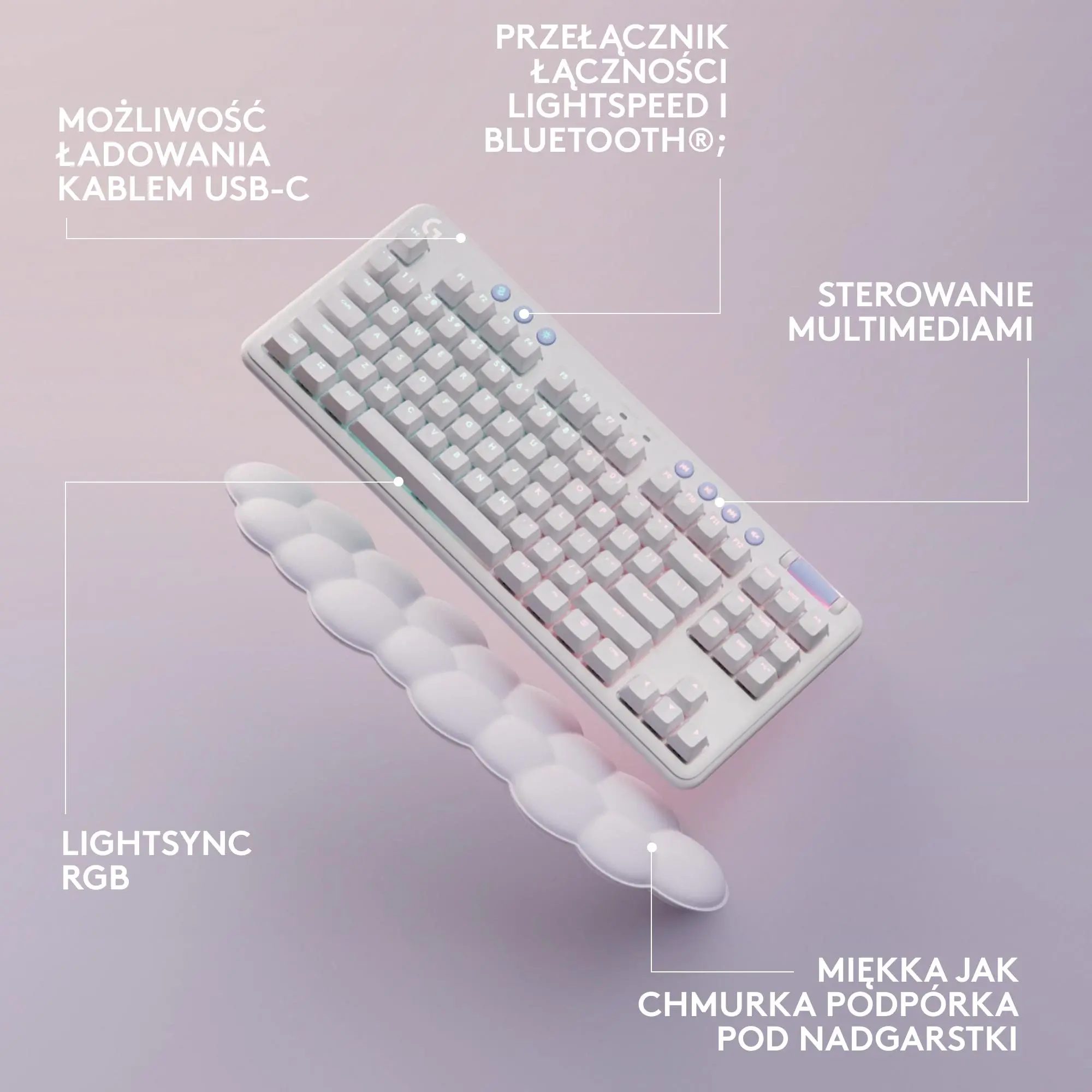 Klawiatura mechaniczna Logitech G715 GX Linear Biały