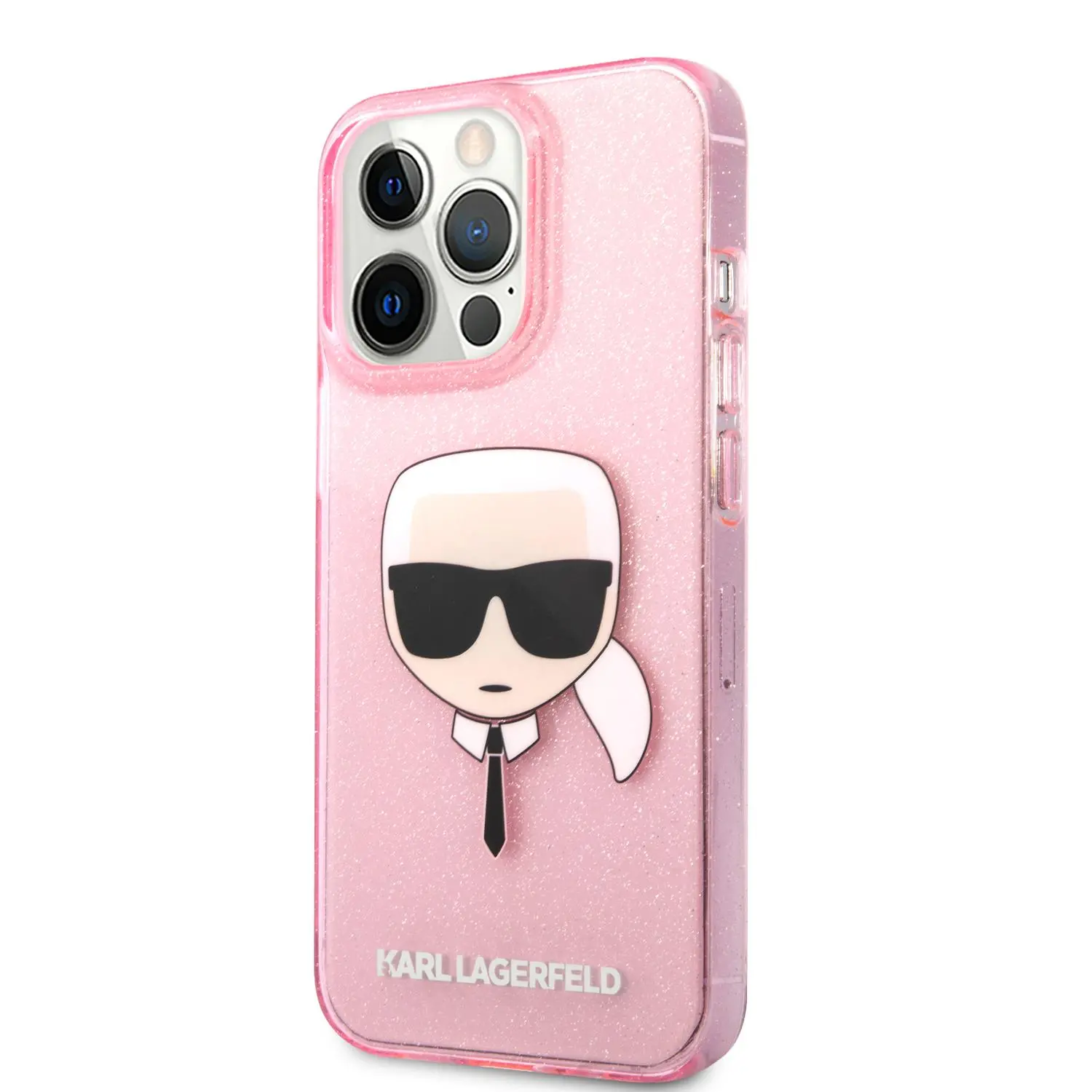 Etui Karl Lagerfeld Glitter Karl`s Head KLHCP13XKHTUGLP iPhone 13 Pro Max Różowy