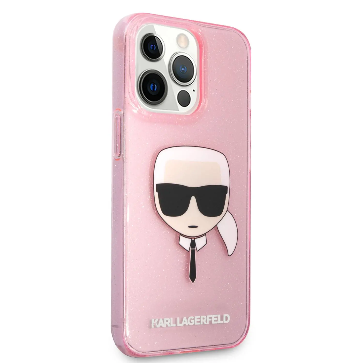 Etui Karl Lagerfeld Glitter Karl`s Head KLHCP13XKHTUGLP iPhone 13 Pro Max Różowy
