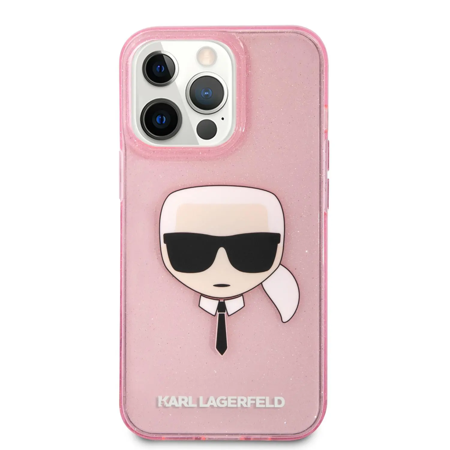 Etui Karl Lagerfeld Glitter Karl`s Head KLHCP13XKHTUGLP iPhone 13 Pro Max Różowy