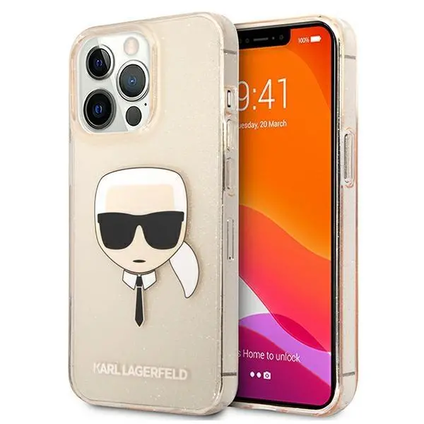 Etui Karl Lagerfeld Glitter Karl`s Head KLHCP13LKHTUGLGO do iPhone 13 Pro /13