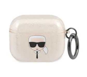 Etui na słuchawki Karl Lagerfeld KLA3UKHGD Glitter Karl`s Head AirPods 3 Cover Złoty