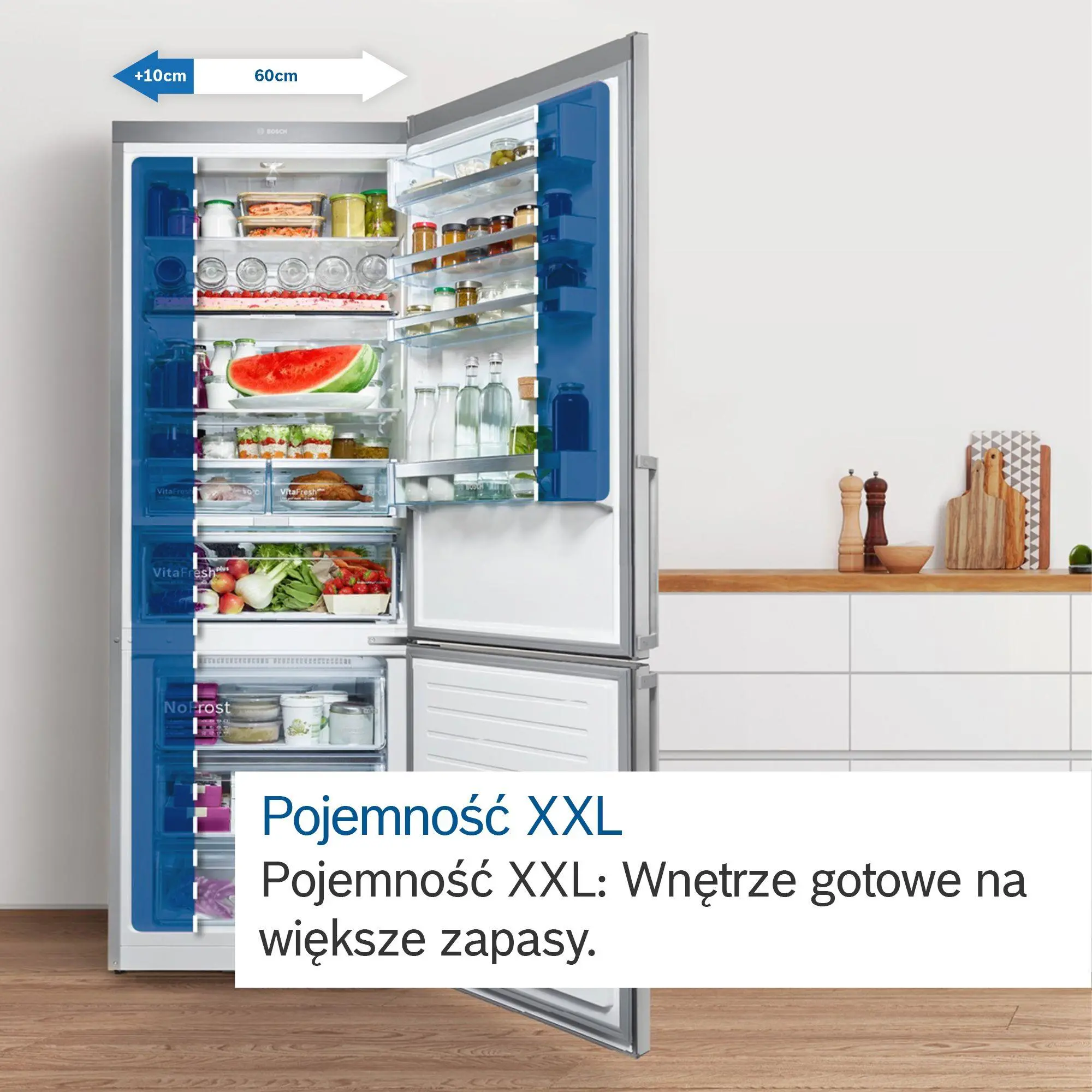 Lodówka Bosch Serie 4 KGN492LDF Pełny No Frost 203cm Szuflada z kontrolą wilgotności Srebrny