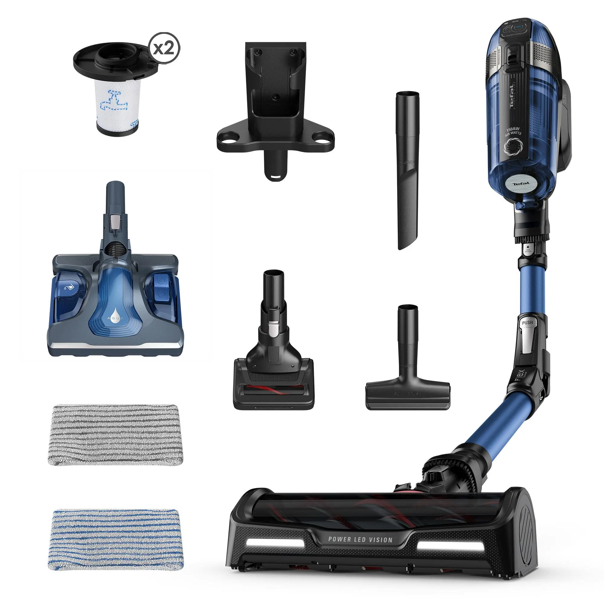 Odkurzacz Tefal X-Force Flex 12.60 Aqua TY98C0 45min Funkcja mycia Wymienny akumulator