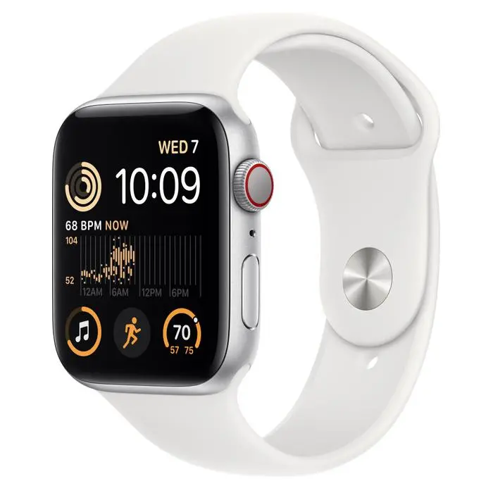 Apple Watch SE 2gen GPS  Cellular 44mm koperta z aluminium Srebrny pasek sportowy Biały
