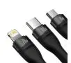 Kabel Baseus Flash Series 2 3w1 USB-C + micro USB + Lightning 100W 1,5m Czarny