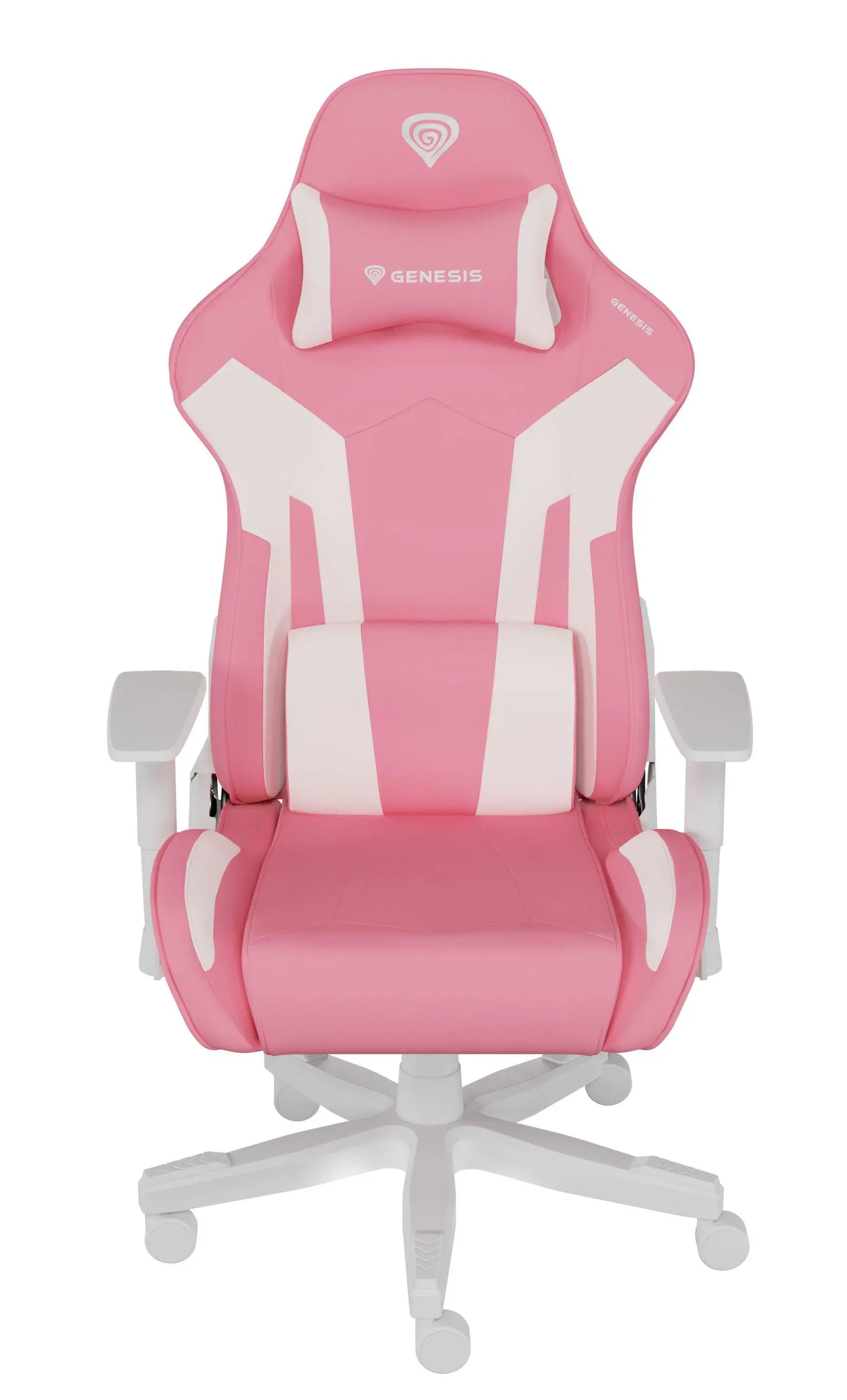 Fotel Genesis Nitro 710 Gamingowy do 150kg Skóra ECO Tkanina Różowo-biały