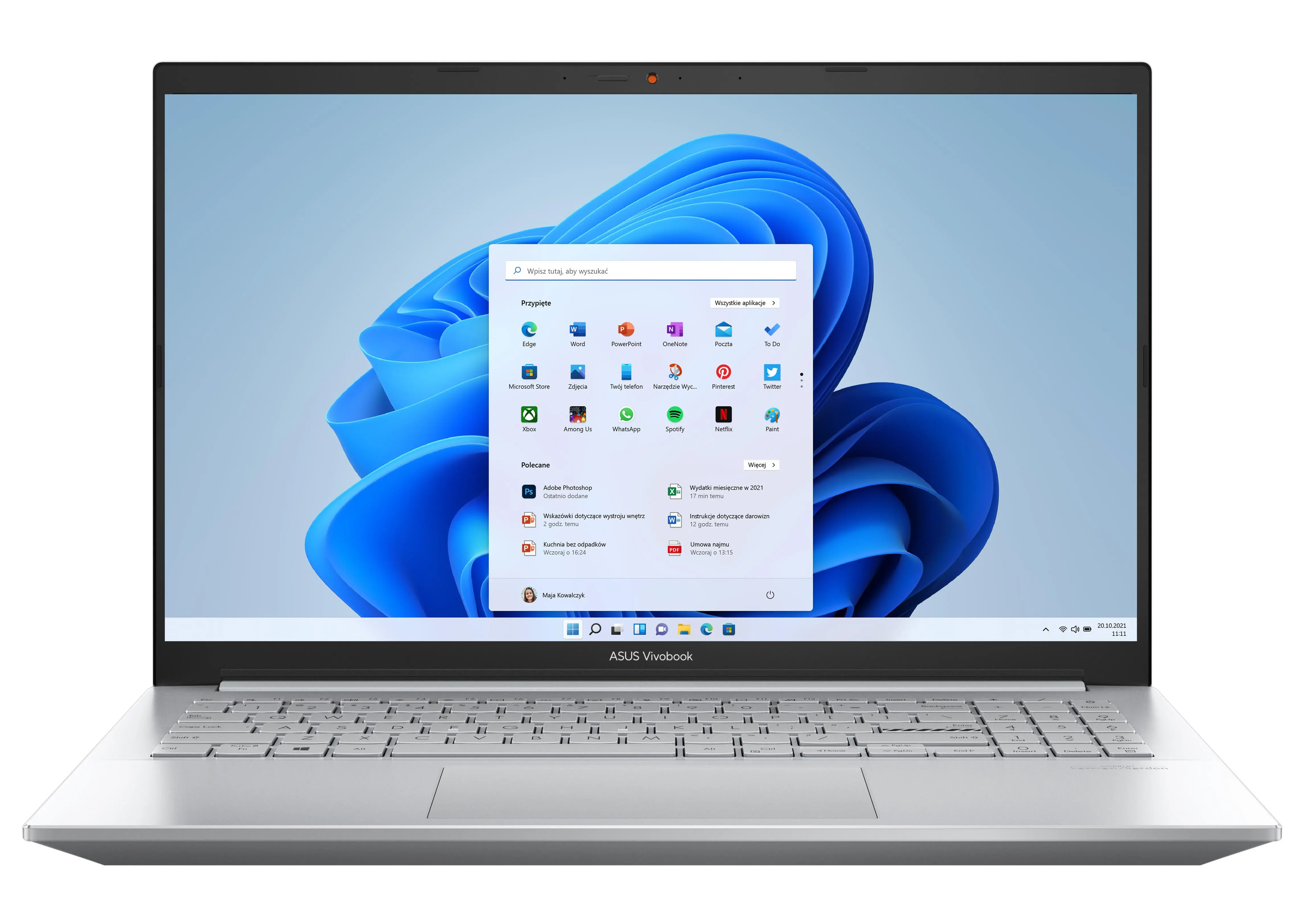 Laptop ASUS Vivobook Pro 15 K3500PC-KJ405W 15,6" i7-11370H 16GB RAM 512GB Dysk SSD RTX3050 Win11 Srebrny