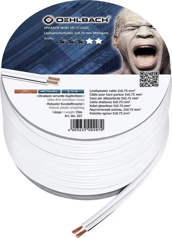 Kabel głośnikowy Oehlbach Speaker Wire SP-7 (207) 2x0,75mm 20m Biały