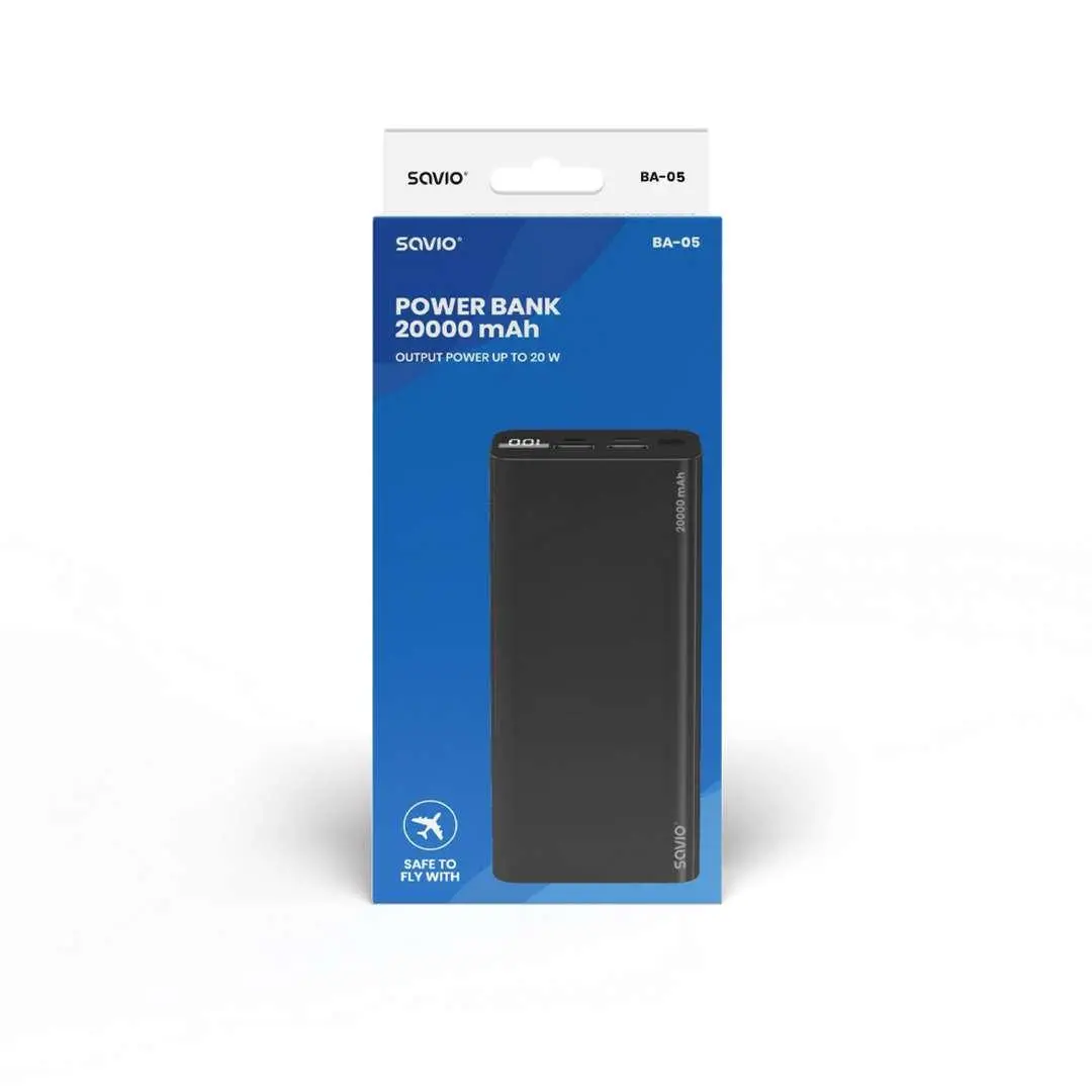 Powerbank Savio BA-05 20000mAh 20W Czarny