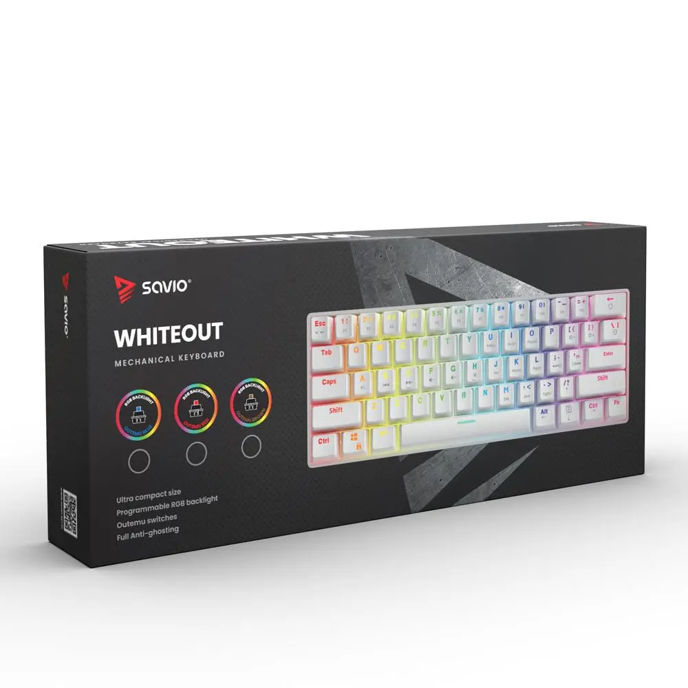 Klawiatura mechaniczna Savio Whiteout Outemu Red Biały