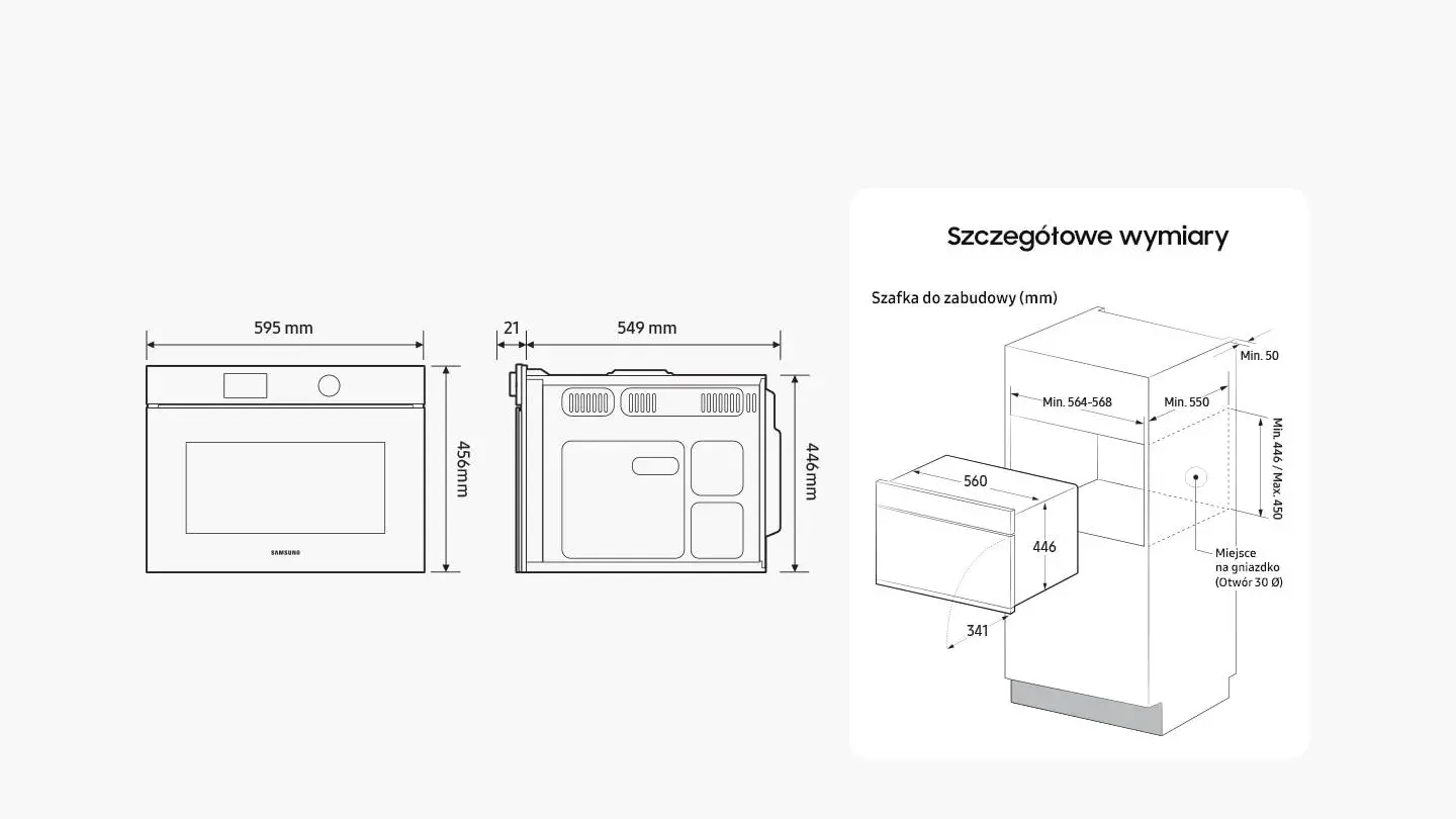 Piekarnik elektryczny parowy Samsung NQ5B7993AAK Termoobieg AirFry Zdalne sterowanie Czarne szkło