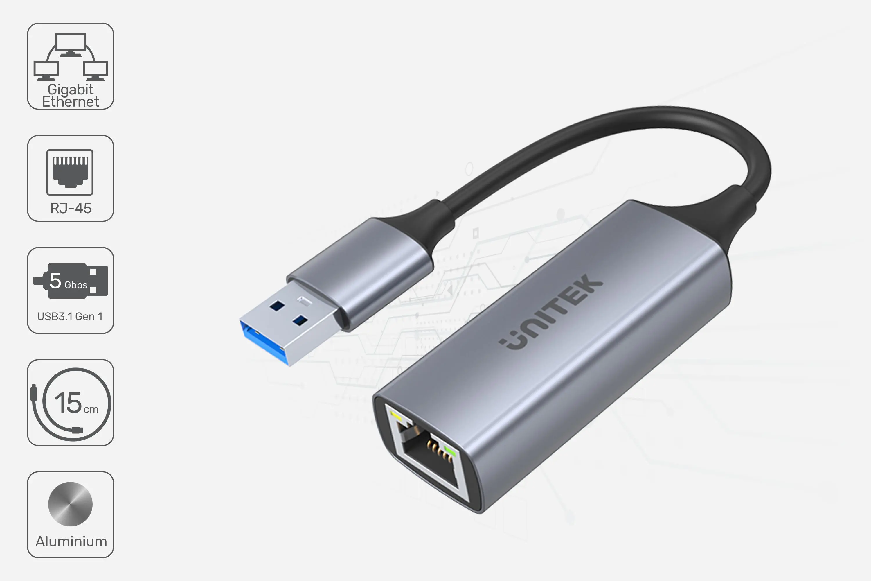 Adapter Unitek U1309A - USB-A na RJ45 1000Mbps
